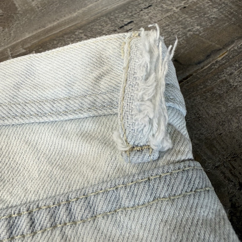 We The Free People Jeans Womens 24‎ Blue Denim Button Fly Distressed Fray Baggy - Picture 9 of 12